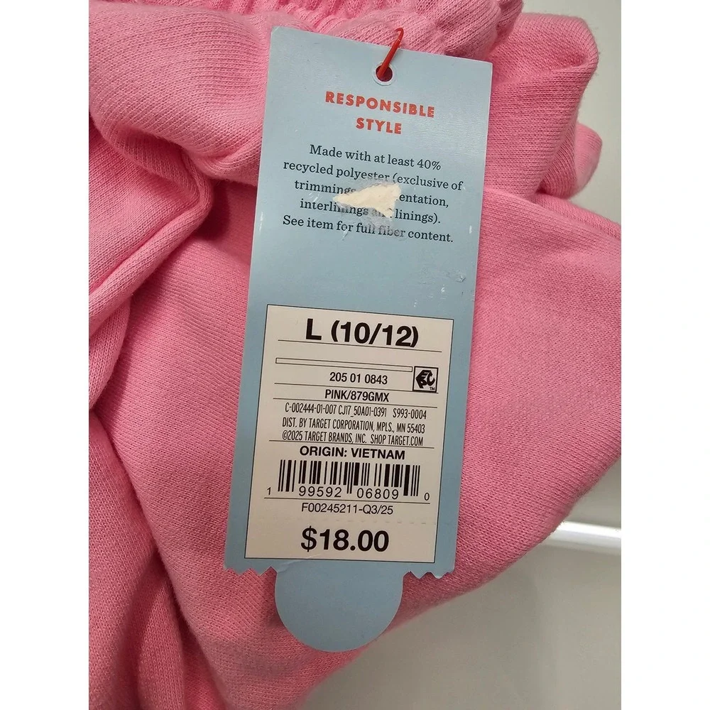 Cat & Jack Girls Pink Heart Fleece Jogger Pants Sweatpants Size L‎ 10/12 NWT